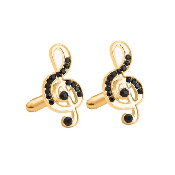 Gold Treble Clef Cufflinks - Picture 1 of 1